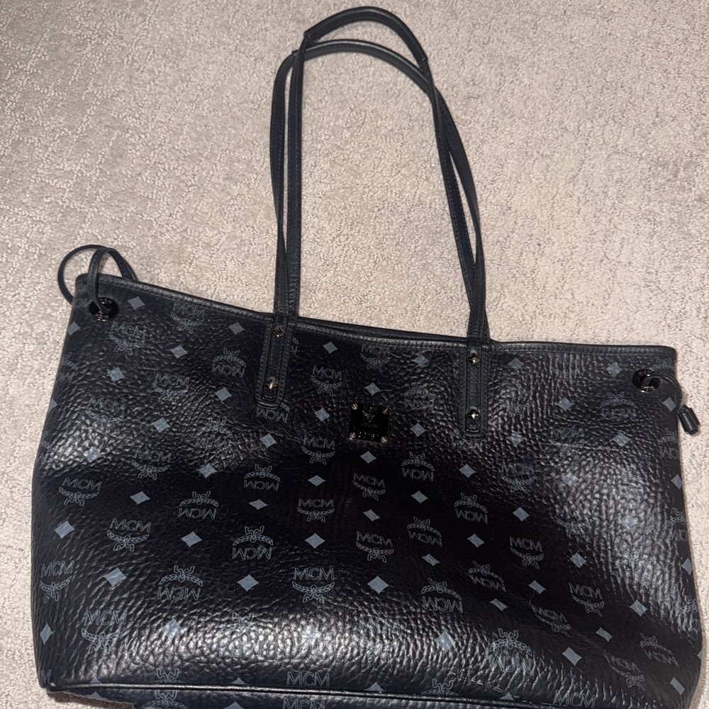 MCM Black Leather Tote Bag